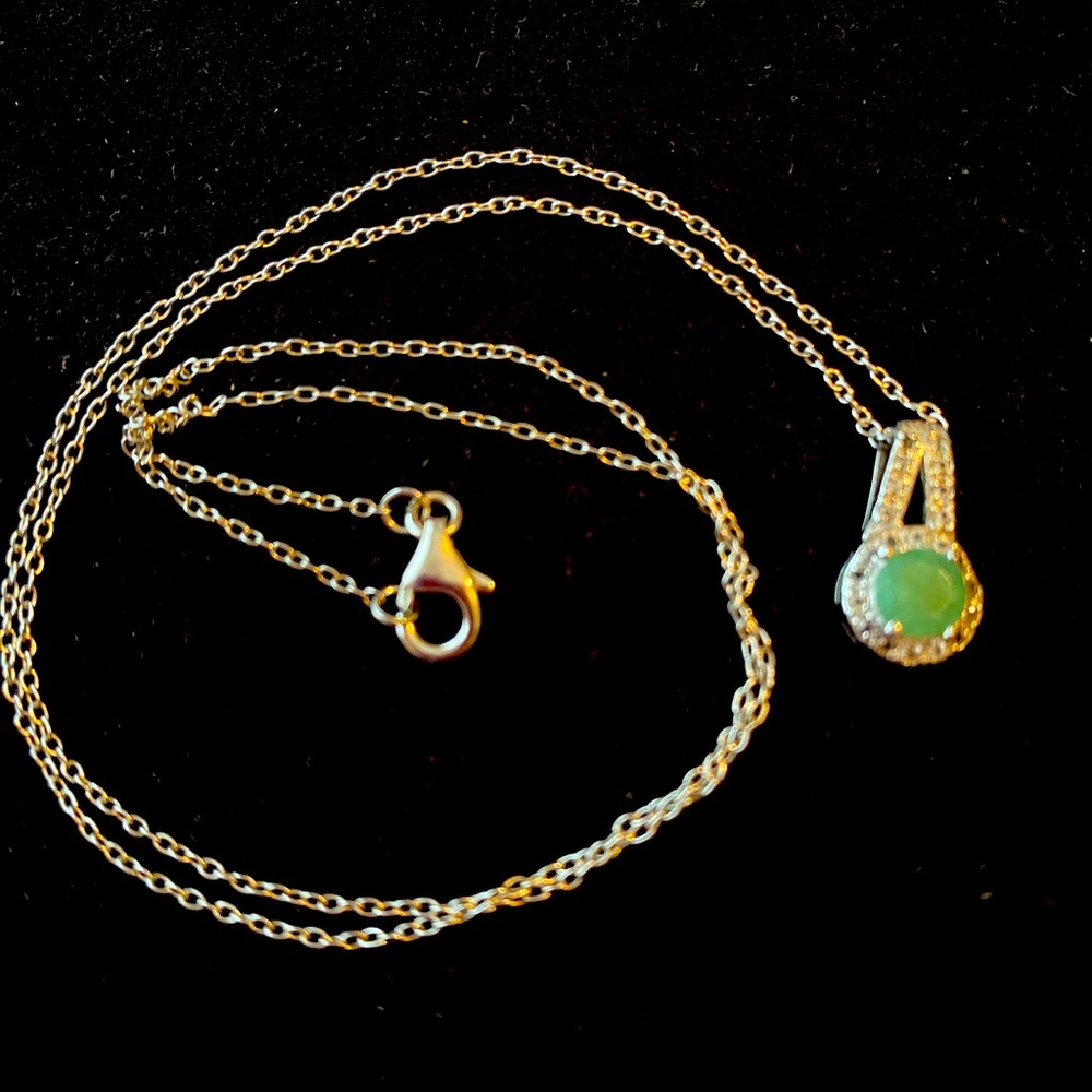 Peridot necklace with white zircon in silver